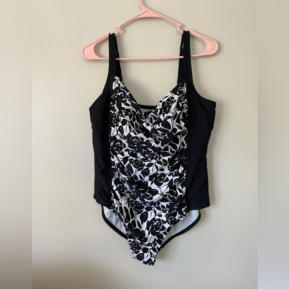Black and White Floral Swimsuit